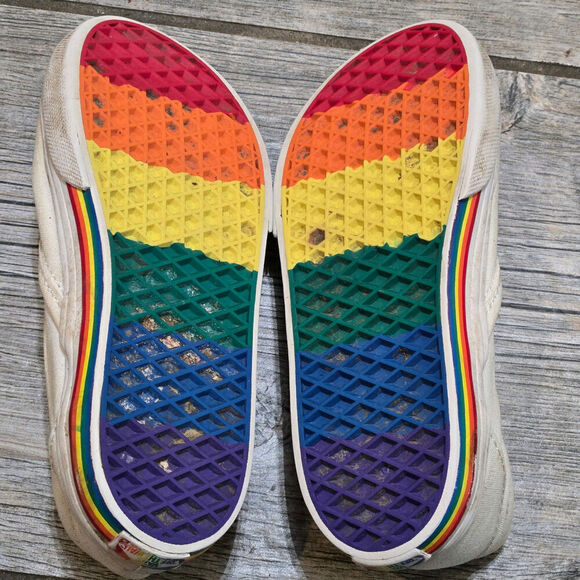 Vans Off the Wall Rainbow Pride Slip-On Loafers, Child's 10 - Picture 2 of 6
